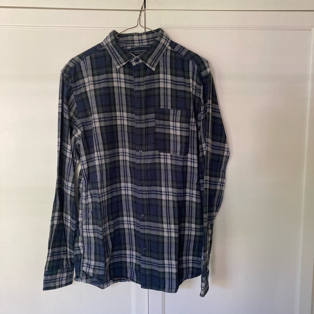 Jack & Jones Navy Plaid Casual Shi